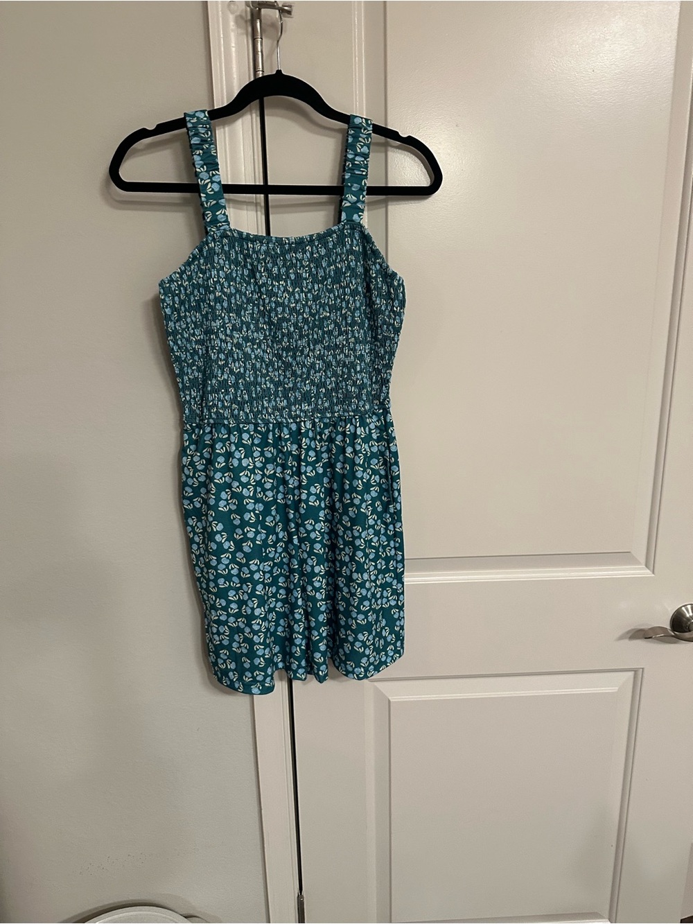 Smocked Floral Blue Women's Shorts Romper